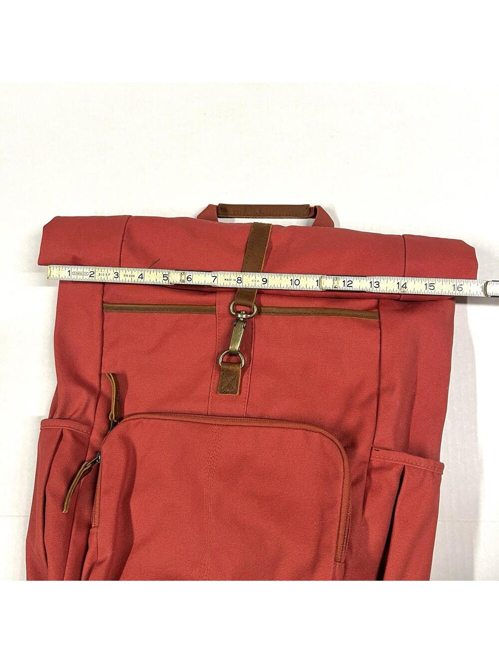 Timberland Roll Top Backpack Salesman Sample Burnt Red Orange Rare Bag - Picture 8 of 15